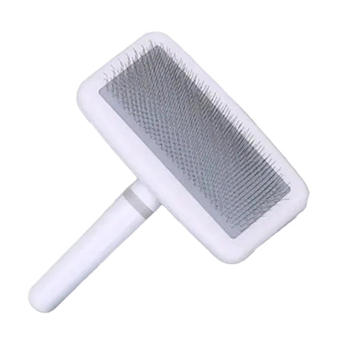 White pet slicker brush with metal bristles