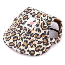 Dog Cap with Neck Strap in Leopard