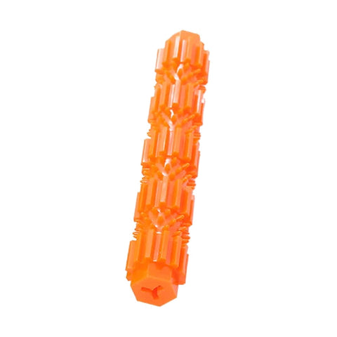 Orange textured cylindrical dog chew toy