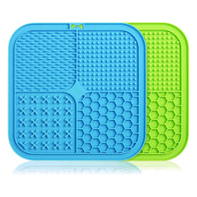 Dog Lick Mat with Suction Cups in 2 Pieces Blue Green