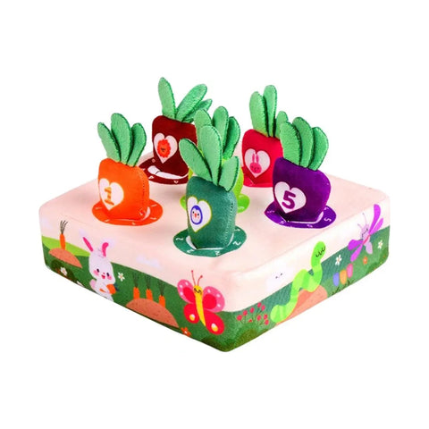 Plush carrot patch snuffle mat dog toy
