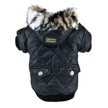 Dog Winter Puffer Coat with Hood in Black