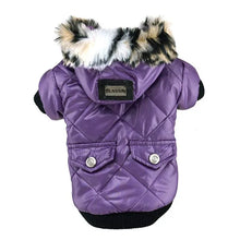 Dog Winter Puffer Coat with Hood in Purple