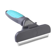 Black and turquoise self cleaning pet grooming brush
