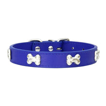 Durable Leather Collars for Pets in Deep Blue