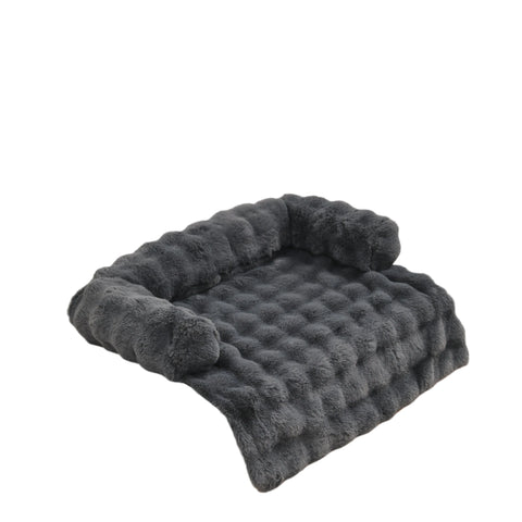 Fluffy Plush Pet Dog Bed in Grey