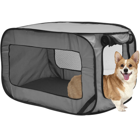 Foldable Dog Travel Crate in Silver Grey