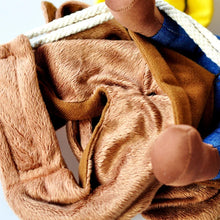 Cowboy dog costume showing fit and fastening details