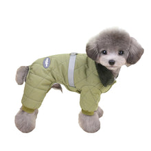 Fur Collar Dog Jumpsuit with D-Ring in Army Green