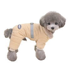 Fur Collar Dog Jumpsuit with D-Ring in Khaki