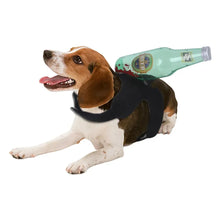 Dog wearing Halloween costume with green novelty prop
