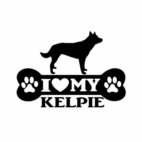 I Love My Kelpie Bone Car Sticker