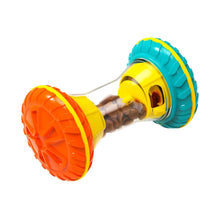 Orange and teal treat dispensing dog puzzle toy