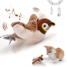 Interactive Flapping Bird Cat Toy in Brown