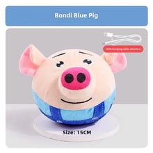 bondi blue pig plush pumping dog toy with charger cord