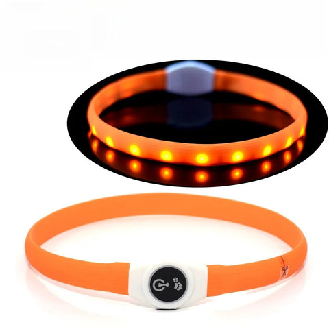LED Waterproof Dog Collar in Orange Collar