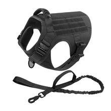 Military Dog Harness Type Leash in 2-Piece Set Black