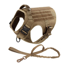 Military Dog Harness Type Leash in 2-Piece Set Brown