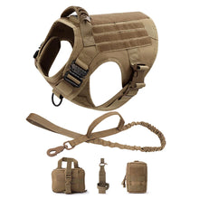 Military Dog Harness Type Leash in 5-Piece Set Brown