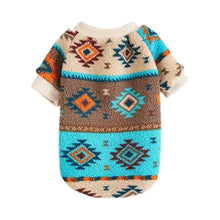 Turquoise patterned woollen dog sweater