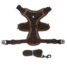 No Pull Adjustable Dog Leash & Harness in Coffee
