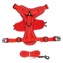 No Pull Adjustable Dog Leash & Harness in Red