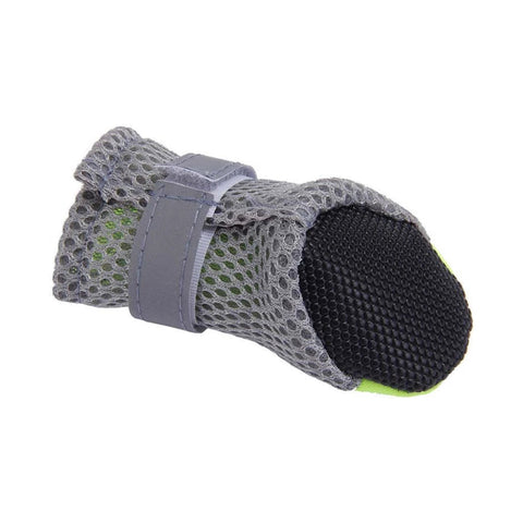 Grey breathable mesh summer dog shoe with adjustable strap