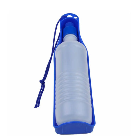 Pet Water Bottle with Feeder and Bowl in Blue-250ml