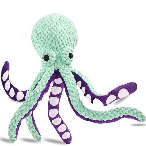 Plush Squeaky Dog Toy in Blue octopus