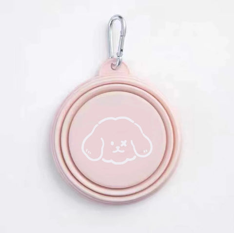 Portable Silicone Folding Pet Bowls in Pink