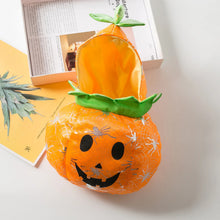 Pumpkin dog costume shown from the side