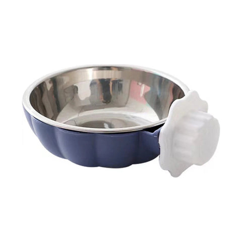 Blue pumpkin shaped hanging bowl with metal insert