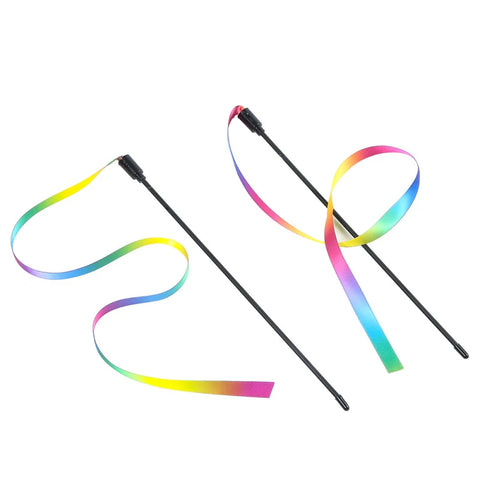 Rainbow Strips Stick Teaser Wand Cat Toy