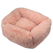 Rectangle Plush Dog Bed in Leather Pink