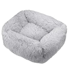 Rectangle Plush Dog Bed in Light Grey