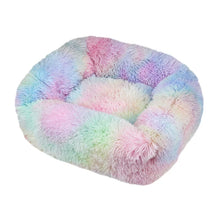 Rectangle Plush Dog Bed in Rainbow