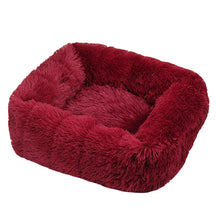 Rectangle Plush Dog Bed in Wine Red