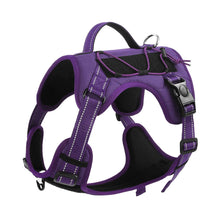 Reflective Tactical Dog Harness in Purple