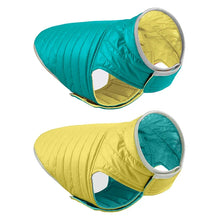 Reversible Reflective Dog Winter Vest in Cyan Yellow