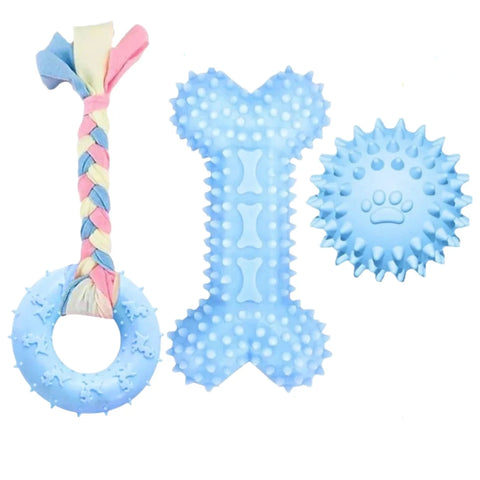 3 pieces blue dog chew toys