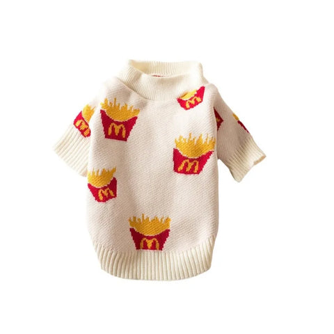 Soft Cotton Sweater for Small Dogs & Cats in White