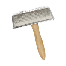 Wooden handled metal slicker brush