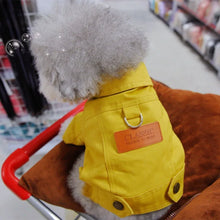 Spring Denim Coat with Leash Ring for Dogs in Yellow