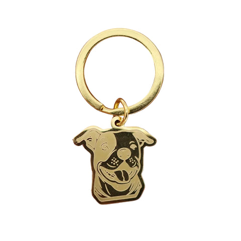 Stainless Bull Terrier Inspired Keychain in KPA589-Gold