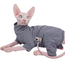 Alternate view of the Striped Cotton Jumpsuit For Sphynx Cats