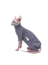 Striped Cotton Jumpsuit For Sphynx Cats, product photo 5 of 6