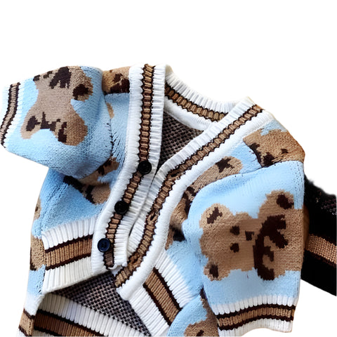 Striped Dog Sweater Cardigan