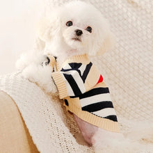 Striped Dog Sweater Cardigan in Beige