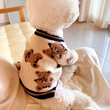 Striped Dog Sweater Cardigan in Beige Brown