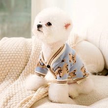 Striped Dog Sweater Cardigan in Blue